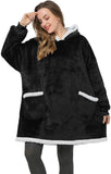 Oversized Hoodie Two Pocket Blanket Sweatshirt Fleece TV Blanket with Sleeves Bathrobe Sweatshirt for Men and
