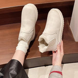 Winter New Snow Boots Women's Short-Soleum Sleeve Cylindrical Head Warm Plus Velvet Cotton Shoes Short