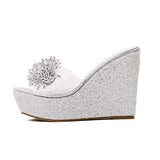 Rhinestone Wedges Sandals Women 2021 New Summer Sexy Trifle Slides Casual Beading Open Toe Female Sandals Platform