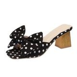 Heels Women Bow Peep Toe Ladies Pumps Thick Heel Fashion High Heels Shoes For Women Polka Dot Sweet Female Pumps Plus