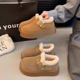 Breakj And Winter 2025 Bean Fashion Plus Thick Thick-Soled Cotton Shoes Hair Snow Boots Boken Shoes Lefu Shoes