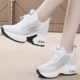 Sneakers Women Thick Bottom Wedges Vulcanized Shoes High Heels Ladies Spring Footwear Suede Leather Female Shoes