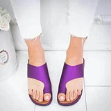Large-Size Toe Sandals Flat-Soled Solid-Color Sandals Women's Thick Soles Women's Sandals Direct