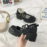 Lolita Shoes Japanese Style Women Soft Leather Heel Shoes 2021 Ladies College Student Black Mary Jane Shoes Goth