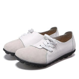 Shoes 2021 Spring Genuine Leather Moccasins Flats Shoes Woman Lace-Up Casual Ladies Driving Shoes Plus
