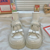 Sweet bow Lolita shoes Cute heart platform shoes summer retro Mary Janes Japanese soft girl uniform high heel pumps women's