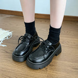 Head Small Leather Shoes Female College Wind Jk Uniform Shoes A Word Button Soft Sister Mary Jane Single Shoes Black