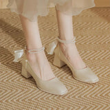 Breakj High Heel Wedding Shoes Women High Heel Bow Bridal Shoes 2025 Spring New Mary Jane Women's Shoes Square Single