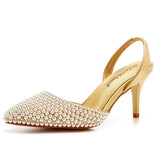 Breakj Cm Light-Mouthed Pointed Sandals White Pearl Fine Heel Sandals Large Size Wedding Shoes Bride Wedding Wedding Wedding Shoot Pearl