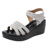 Heel Fish Mouth Sandals Women's Summer 2023 New Muffin Soles One-Word Buckle Sandals Large Size Comfortable Soft Soles Mother