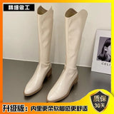 Spring And Autumn Thin Western Cowboy Boots Small White Pointed High Boots Little Knight Net Red Long Boot