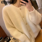 Thick cashmere O-NECK Sweater Cardigans Women Autumn winter Casual long Sleeve Sweater For women Female Chic