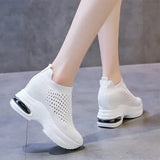 Women Sneakers Breathable Female Knitted Shoes Thick Bottom Walking Shoes Soft Comfortable Spring Air Cushion Summer Casual