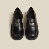 Breakj New Spring And Autumn Web Celebrity Burst Fire Thick Bottom British Small Leather Shoes Women Thick Heel Black Loafers A Foot Pedal Single