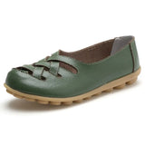 Women Sandals Summer Shoes 2020 New Female Fashion Split Leather Loafers Hollow Out Soft Bottom Nurse Working Flat