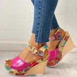 2020 Fashion INS Hot Lace Leisure Women Wedges Heeled Women Shoes Summer Sandals Party Platform High Heels Shoes