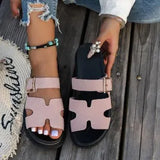 New Large-Size Slippers Women's Thick Background Buckle Solid Color Casual Cold