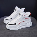 White Winter Sneakers Women's Fur Ladies High Top Sneakers Platform Vulcanized Casual Shoes Woman Snow Boots basket