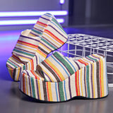 Breakj Bottom Slope With One-Word Slippers Female High And Solid Cloth Beach Cool