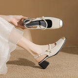 Breakj Heel Baotou Sandals Women 2024 New Summer Wear Advanced Sense Square Head Thick With Mary Jane Single Shoes