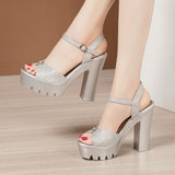 Super High Heel Sandals Women's 2023 Summer Thick Heels Waterproof Platform Muffin Thick Soles Non-Slip Model Cheongsam Walking