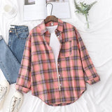 Casual Women's Plaid Shirt 2021 Autumn New Boutique Ladies Loose Blouse and Tops Female Long Sleeve Blouses