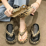 Leopard Eva Flip Flops for Women Summer 2023 New Clip Toe Platform Slippers Woman Soft Sole Non Slip Beach Slide