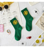 Women's Socks Big Smile Face Mid-calf Length Media Corta Crew Female Cotton Sock Couple