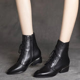 High Heels Ankle Boots Women Lace Up Pointed Toe Autumn Winter Boots Party Casual Shoes Female Size 41 42