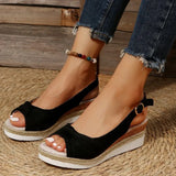 Breakj Women's Sandals Fish Mouth Bows Buckle Fashion Sandals Slopes And Thick-Soled Beach Women's