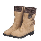 Large Size Tall Martin Boots Step Into The Round Head Square Heel Side Zipper Thick With Autumn And