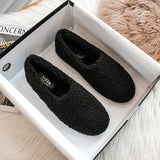 Size 43 Women Lambswool Slippers Winter Sheep Fur Shoes Ladies Flat Cotton Slides Home Pantuflas Daily Slip On Furry