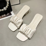 Breakj Spring And Summer New High-Heded One-Word Slippers Women's Head Lazy Half-Fashion Folds Wearing Sandals