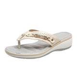 Breakj Flip-Flop Metal Buckle Beach Sandals Women's Slope And Leisure Women's Cool Slippers Non-Slip Round Head