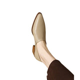Breakj 2024 New Mother Shoes Female Small Leather Shoes Comfortable Square Root Versatile Fashionable Ins Solid Color Professional Commuter