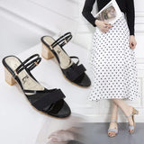 Breakj Version Of The Heel Sandals Woman 2025 New Comfortable Coarse Fashion Sleek One Shoe Two Wearing One-Character Buckle