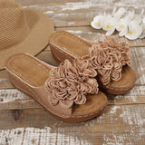 Breakj New Summer Women's Slope And Thick-Bottom Slippers Large-Size Wear With Flowers