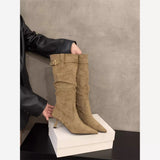 Breakj High-Heeled Kart Thin-Skinny Boots Women's Shoes 2025 Summer Retro Pile Boots In The Barrel Knight