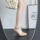 Breakj Bare Pointed Beautiful High Heels Women 2025 New Spring And Summer Willows Sexy Sandals Rivet Single Shoes