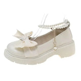 Women Thick Platform Mary Janes Lolita Shoes Party Pumps Summer 2023 New Sandals Bow Chain Mujer Shoes Fashion Oxford