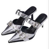 And Slippers Women Wear Fashionable Bundles, Belt Buckle, Pointed High Heels, Summer Sandals