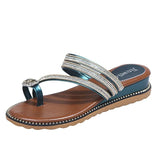 Wedges Sandals Women Rhinestones Female Flip Flops Summer Modis Leather Crystal Slippers Ladies Babouche Bling