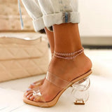 2021 Sandals For Women PVC Slippers Women's Strange Style High-heeled Sandals Transparent Thin Heel Shoes Large