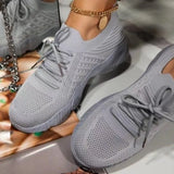Red Sneakers Female White Casual Shoes Comfortable Mesh Lace-Up Ladies Sport Shoes Wedges Chunky Women's Vulcanized