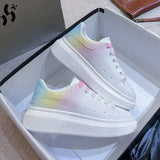 Gradient Women's Sneakers Off White Shoes Female Thick Bottom Heighten Shoes 2021 Fall Sneakers Trendy Shoes Green