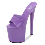 Breakj Patent Leather 17Cm20cm High Heels Heel Sexy Waterproof Platform Hate Day High Slippers Female