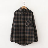 New Loose Design Cotton Plaid Shirt Women Young Style Long Sleeve Blouses Casual Shirts Lady Tops Clothes