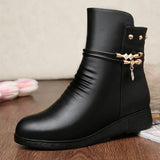 women boots 2020 winter thick wool lined genuine Leather women snow boots large size women winter shoes