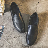 Breakj New Men's Leather Shoes Breathable Lazy Business Leisure One Foot Pedal Bean Shoes British Style Men's Shoes