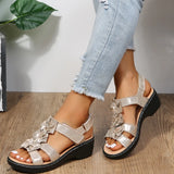 Breakj 2025 New Hollow Slope And Fish Mouth Flowers Leisure Comfortable Large Size Sandals
